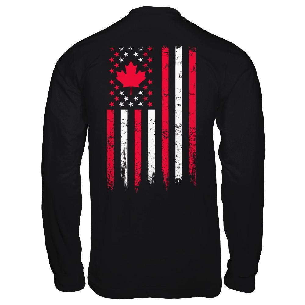 American Canadian Flag Canada Pride Heritage-T-Shirt & Hoodie-Long Sleeve T-Shirt-Black