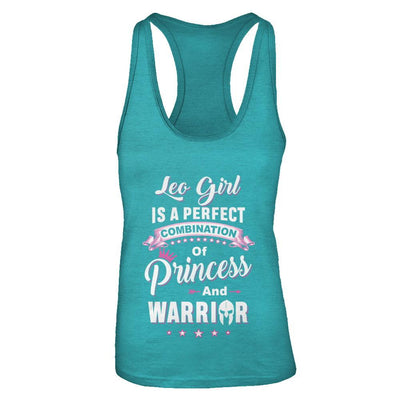 Leo Girl Princess Warrior July August Birthday-T-Shirt & Tank Top-Women's Ideal Racerback Tank-Tahiti Blue