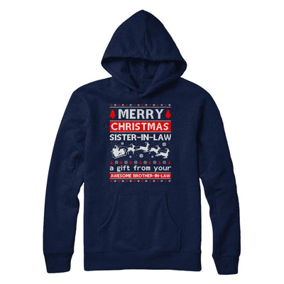 Merry Christmas Sister-In-Law A Gift From Your Brother-In-Law Sweater-T-Shirt & Sweatshirt-Pullover Hoodie-Navy