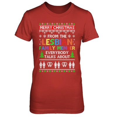 LGBT Merry Christmas From Lesbian Aunt Family Ugly Sweater-T-Shirt & Sweatshirt-Women's T-Shirt-Red