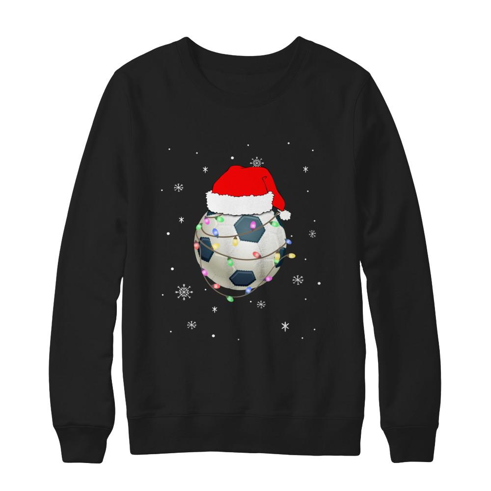 Santa Hat Soccer Christmas Gifts-T-Shirt & Sweatshirt-Crewneck Sweatshirt-Black