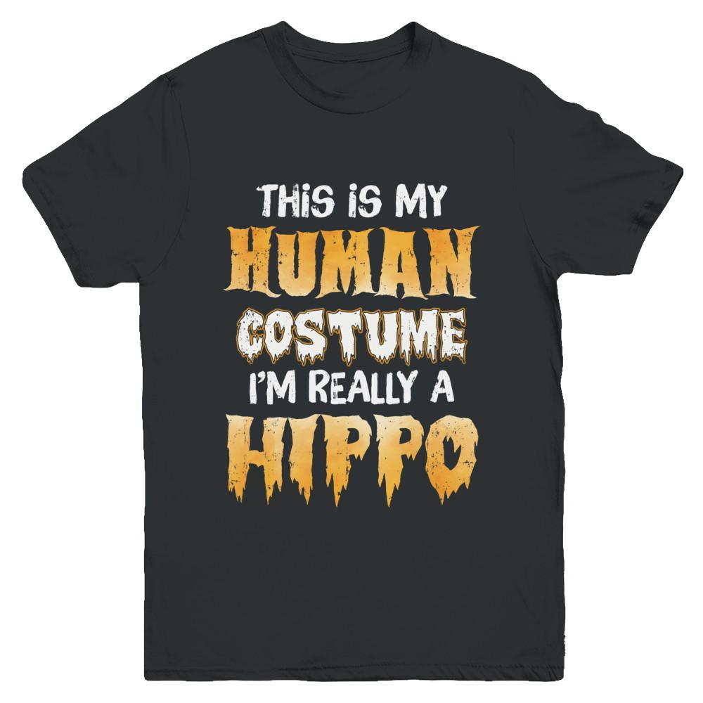 This Is My Human Costume Hippo Halloween Youth-Youth Shirt-Youth T-Shirt-Black