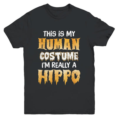 This Is My Human Costume Hippo Halloween Youth-Youth Shirt-Youth T-Shirt-Black