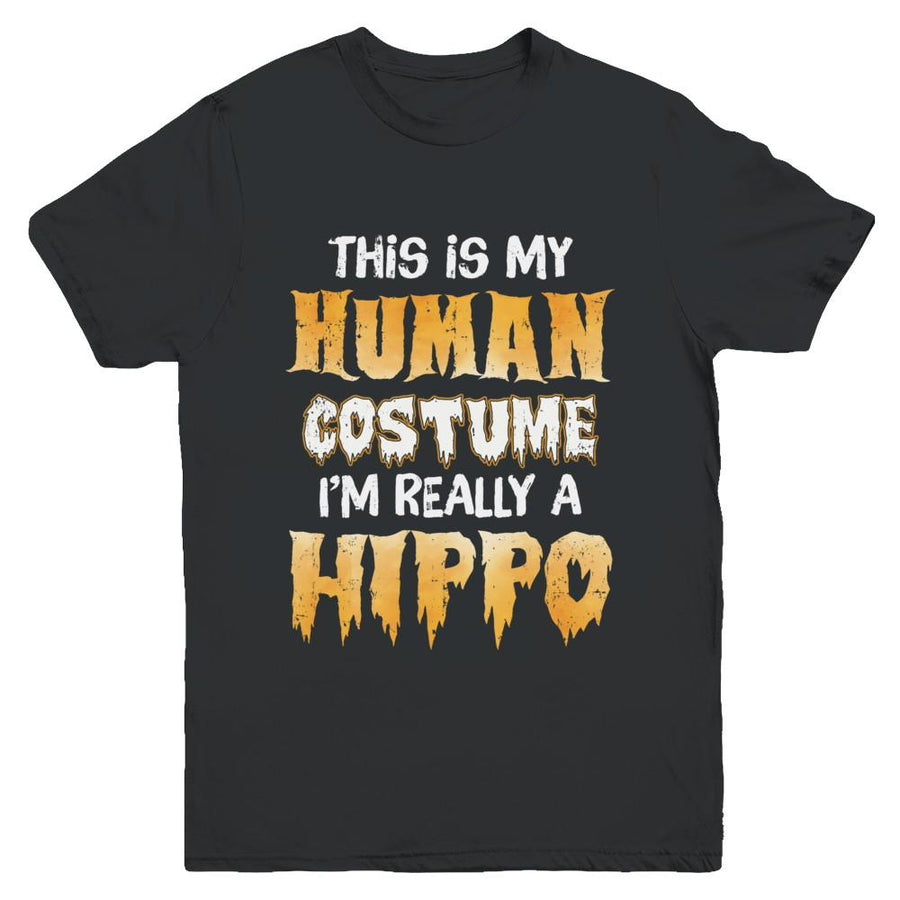 This Is My Human Costume Hippo Halloween Youth-Youth Shirt-Youth T-Shirt-Black