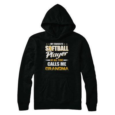 My Favorite Softball Player Calls Me Grandma Softball-T-Shirt & Hoodie-Pullover Hoodie-Black