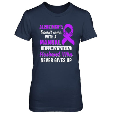 Alzheimer's Doesn't Come With A Manual Husband-T-Shirt & Hoodie-Women's T-Shirt-Navy