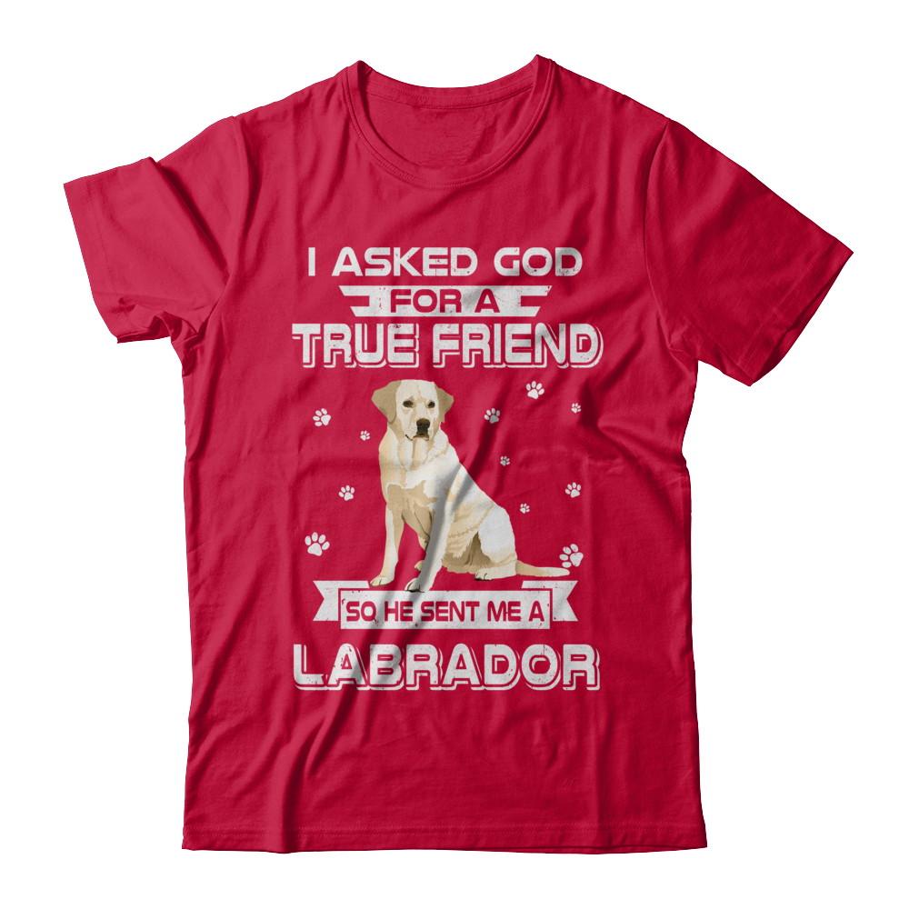 I Asked God For A True Friend So Sent Me Labrador Dog-T-Shirt & Hoodie-Classic T-Shirt-Red