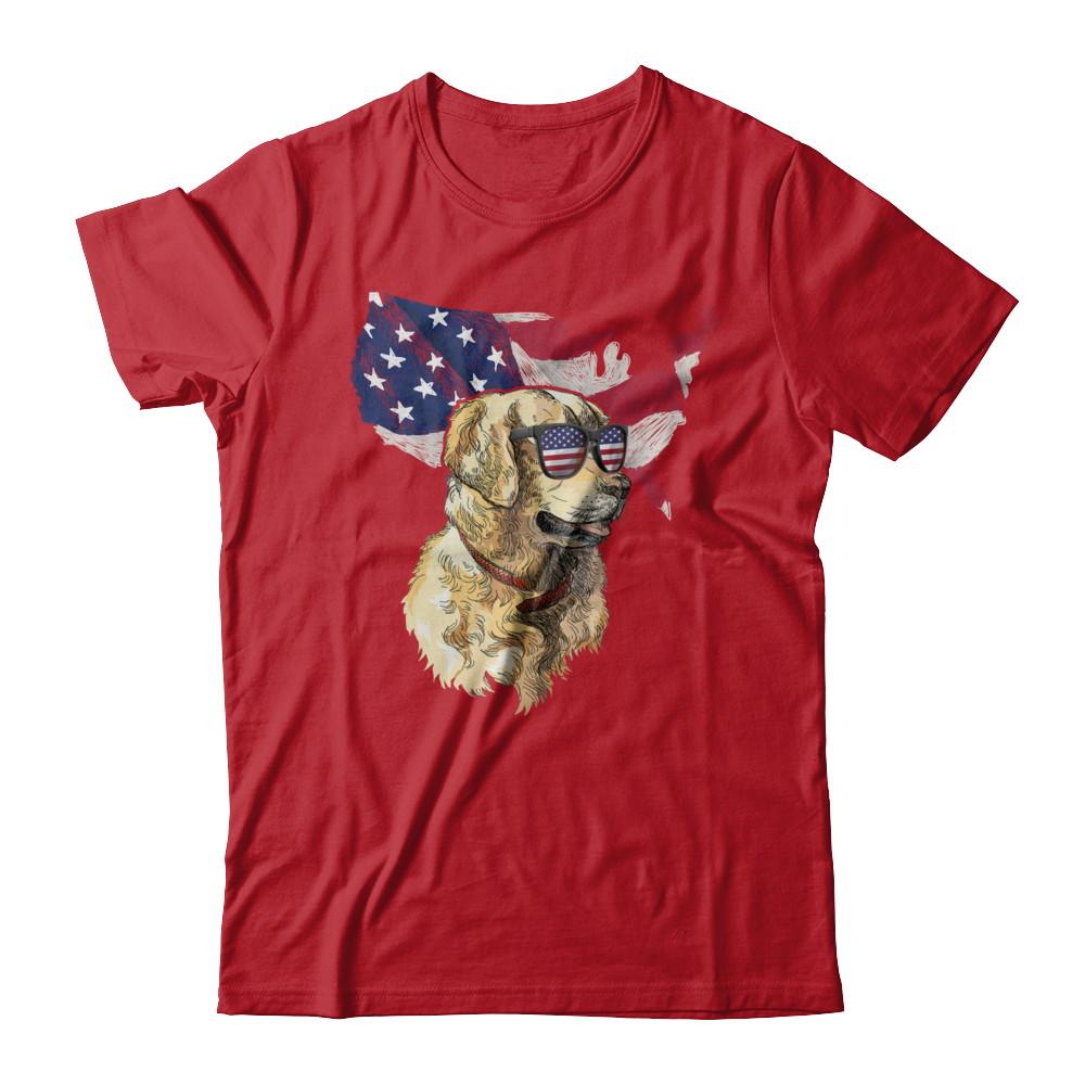 Funny Patriot Golden Retriever Dog 4Th Of July American Flag-T-Shirt & Hoodie-Classic T-Shirt-Red