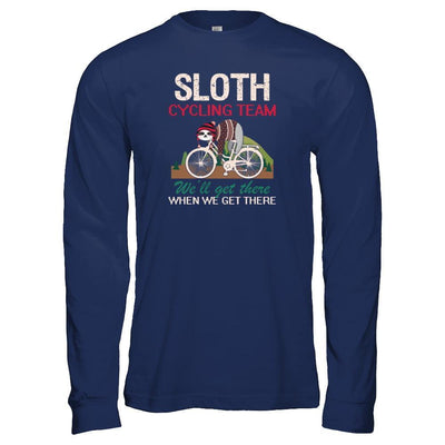 Sloth Cycling Team Lazy Sloth Sleeping On Bicycle-T-Shirt & Tank Top-Long Sleeve T-Shirt-Navy