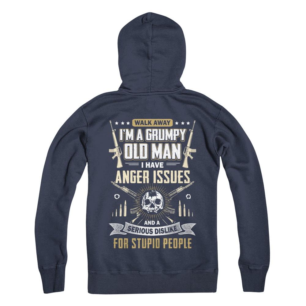 Walk Away I Am Grumpy Old Man I Have Anger Issues-T-Shirt & Hoodie-Pullover Hoodie-Navy
