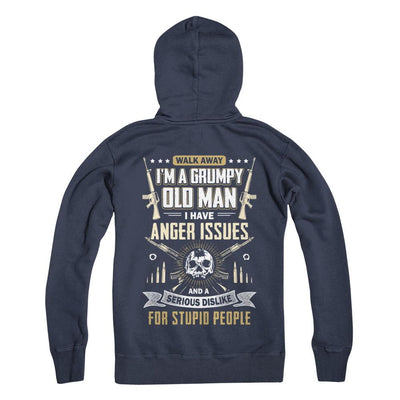 Walk Away I Am Grumpy Old Man I Have Anger Issues-T-Shirt & Hoodie-Pullover Hoodie-Navy