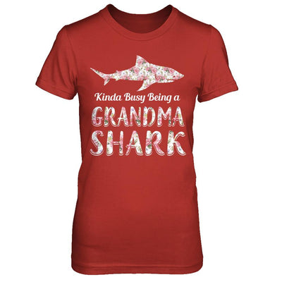 Grandma Shark Kinda Busy Being A Grandmashark-T-Shirt & Hoodie-Women's T-Shirt-Red