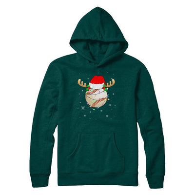 Santa Hat Baseball Reindeer Christmas Gifts-T-Shirt & Sweatshirt-Pullover Hoodie-Deep Forest