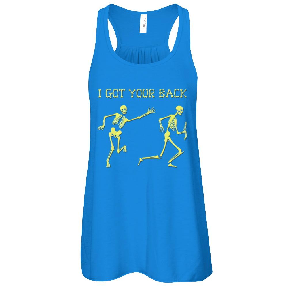 Funny Skeleton Halloween I Got Your Back-T-Shirt & Tank Top-Women's Flowy Racerback Tank-True Royal