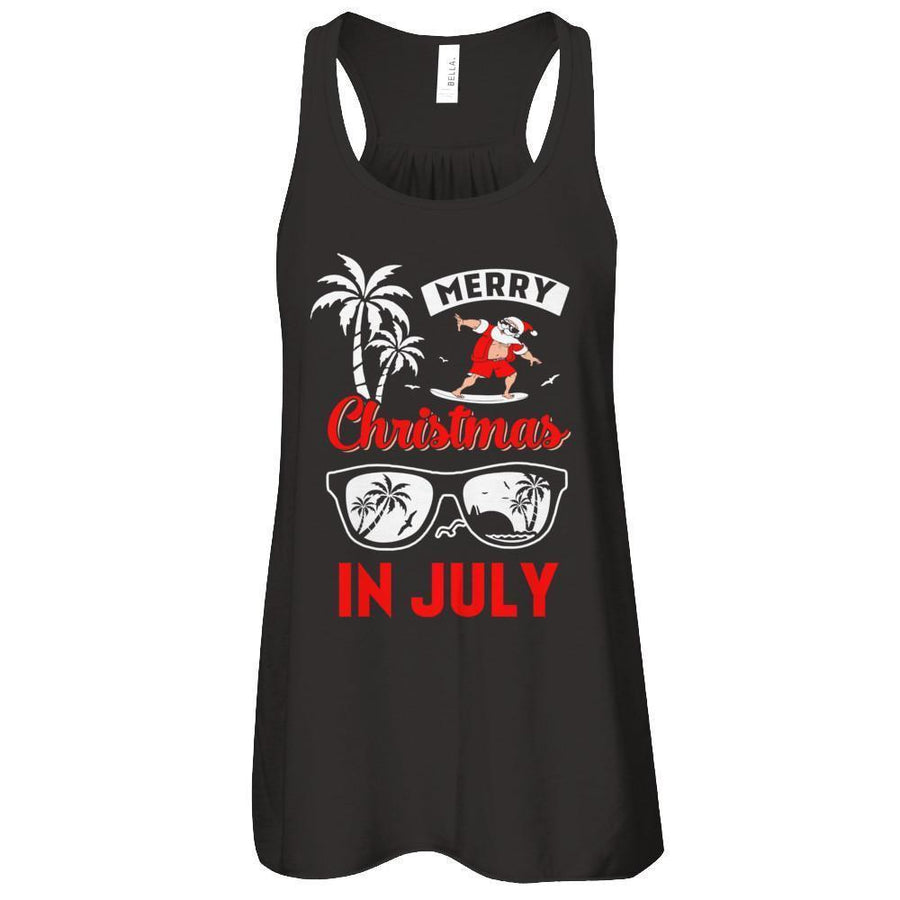 Merry Christmas In July-T-Shirt & Tank Top-Women's Flowy Racerback Tank-Black