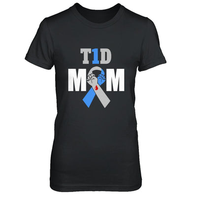 Diabetes awareness T1D Proud Type 1 Diabetes Mom-T-Shirt & Hoodie-Women's T-Shirt-Black