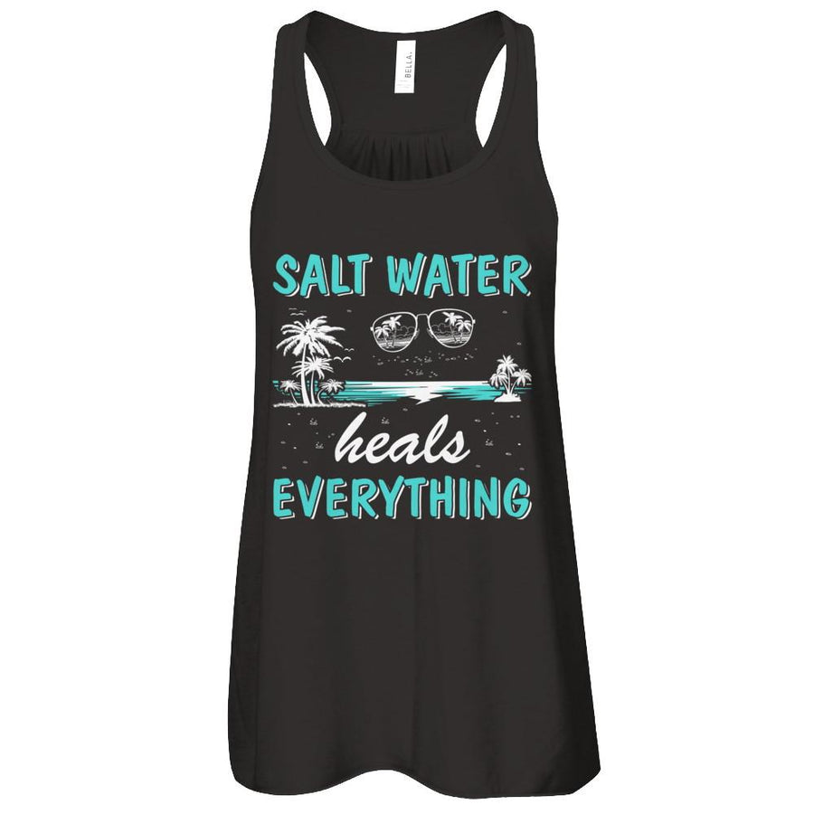 Saltwater Heals Everything-T-Shirt & Tank Top-Women's Flowy Racerback Tank-Black