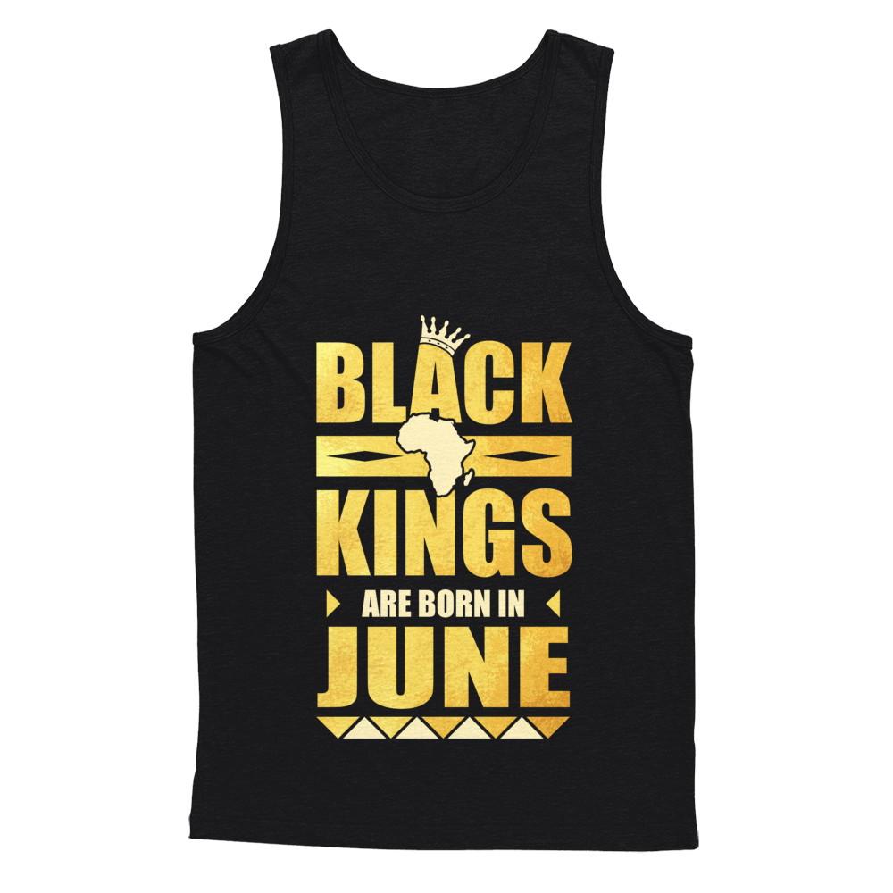Black Kings Are Born In June Birthday-T-Shirt & Hoodie-Unisex Tank-Black