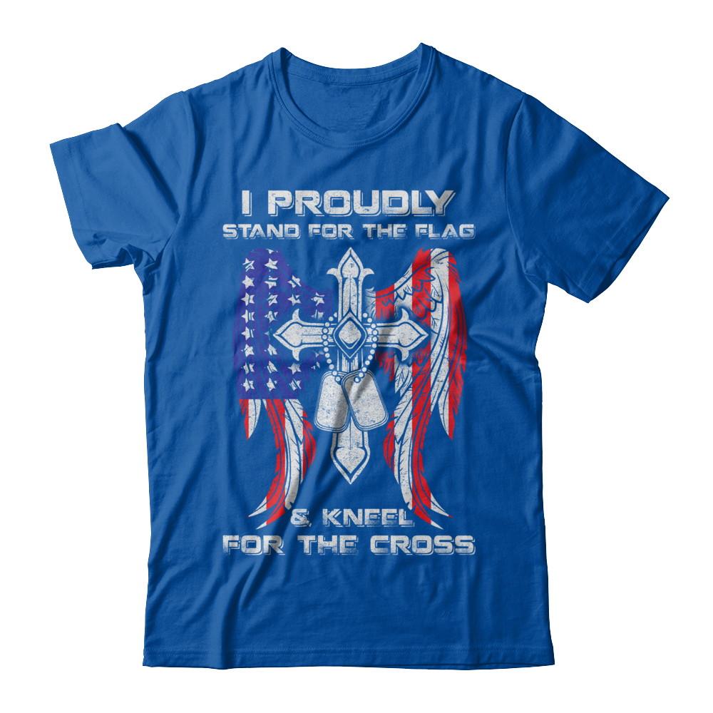 Veteran I Proudly Stand For The Flag Kneel For The Cross-T-Shirt & Hoodie-Premium T-Shirt-Royal