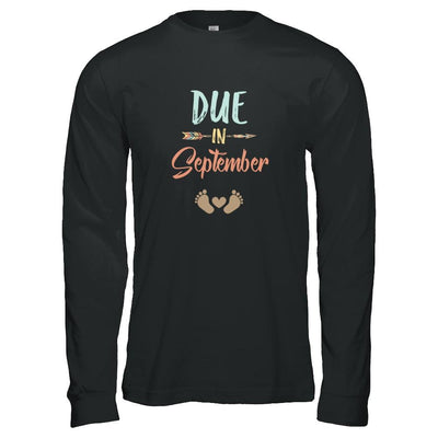 Due Date September 2021 Announcement Mommy Bump Pregnancy-T-Shirt & Tank Top-Long Sleeve T-Shirt-Black