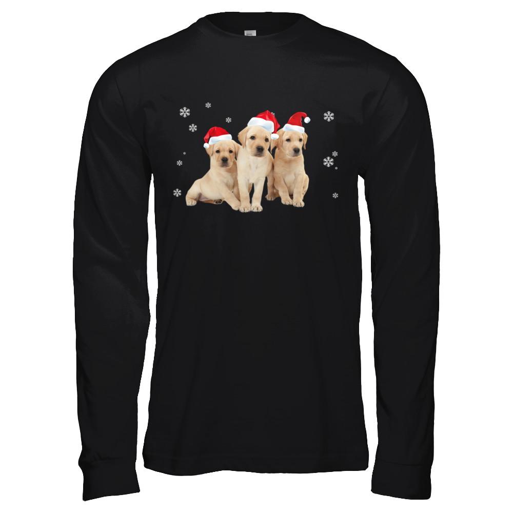 Funny Yellow Labrador Puppies Christmas Dog Gift-T-Shirt & Hoodie-Long Sleeve T-Shirt-Black