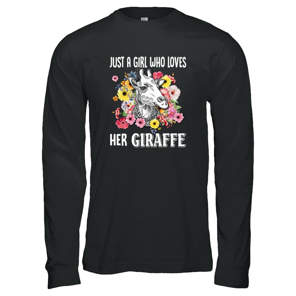Just A Girl Who Loves Her Giraffe-T-Shirt & Tank Top-Long Sleeve T-Shirt-Black
