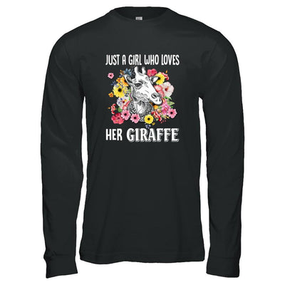 Just A Girl Who Loves Her Giraffe-T-Shirt & Tank Top-Long Sleeve T-Shirt-Black