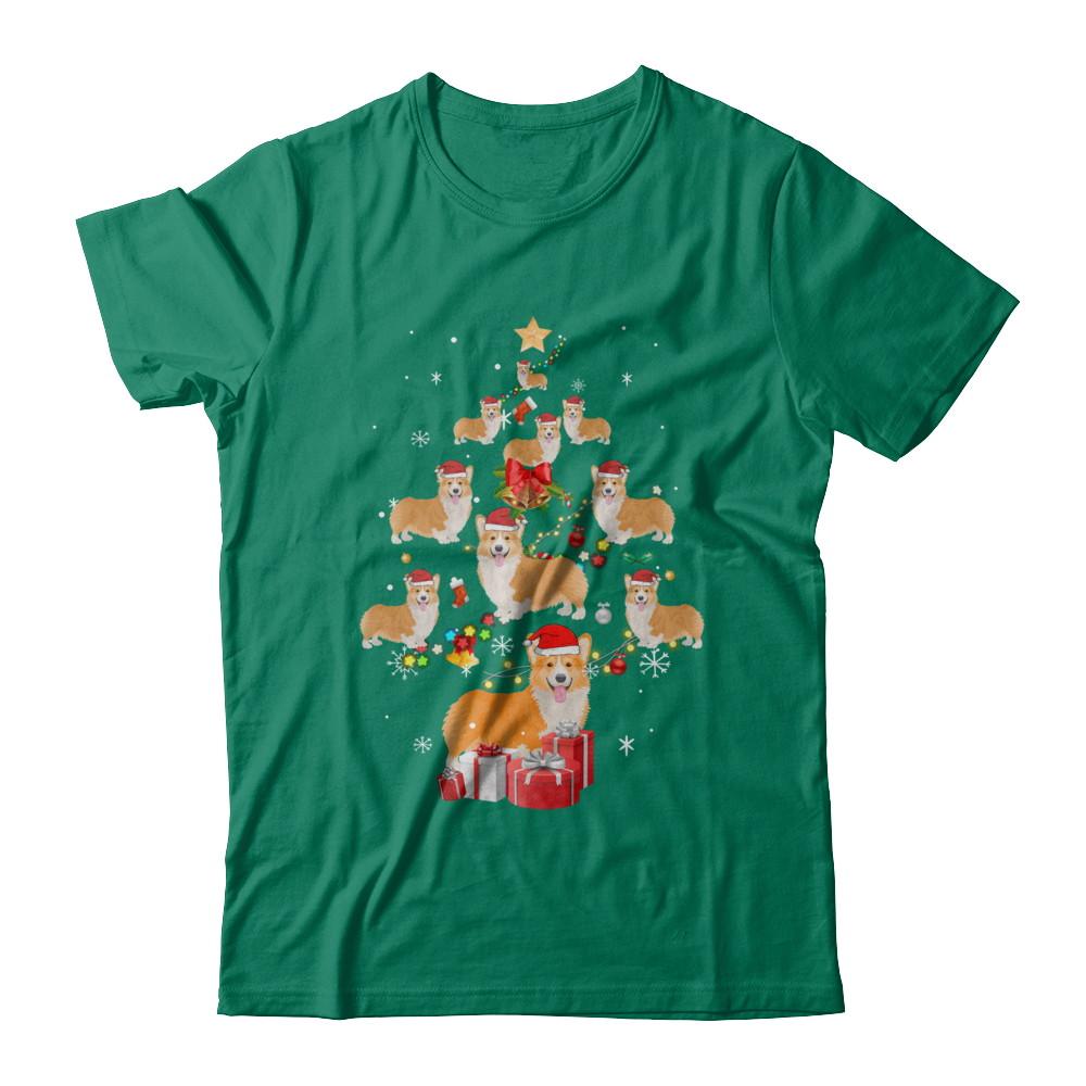 Cute Corgi Christmas Tree Dogs Lover-T-Shirt & Sweatshirt-Classic T-Shirt-Kelly Green