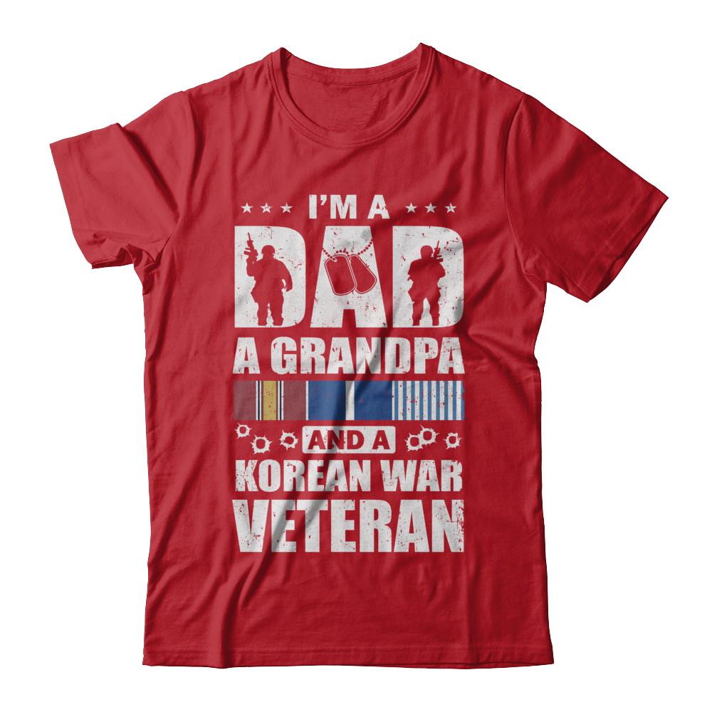 Dad A Grandpa And A Korean War Veteran Fathers Day-T-Shirt & Hoodie-Classic T-Shirt-Red