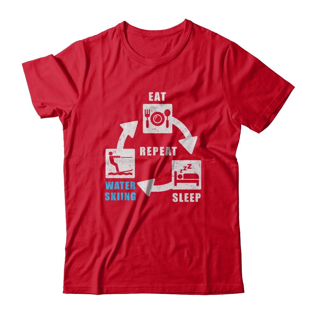 Eat Sleep Water Skiing Repeat Funny Lake Sports-T-Shirt & Hoodie-Premium T-Shirt-Red