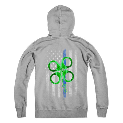 Thin Blue Line Happy St Patrick's Day Clover Police-T-Shirt & Hoodie-Pullover Hoodie-Light Steel