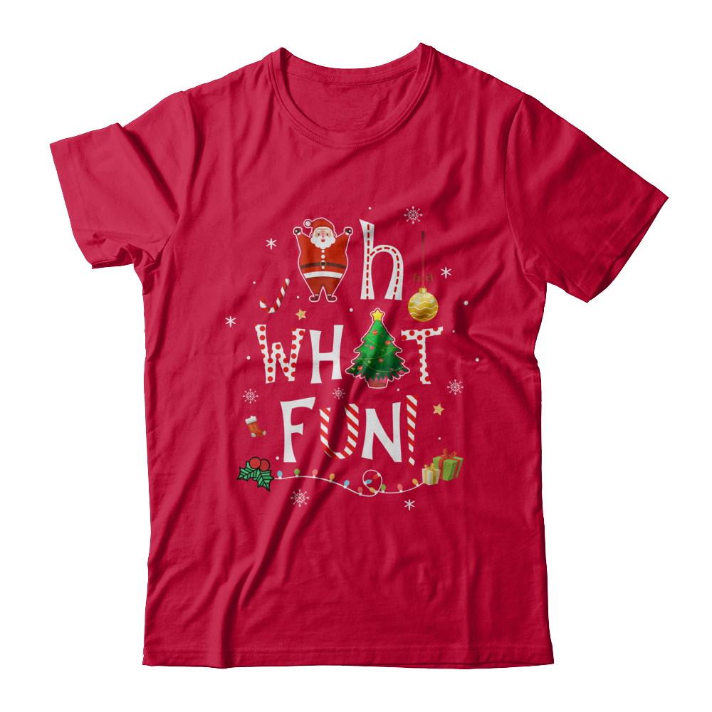 Oh What Fun Christmas Tree Funny Xmas-T-Shirt & Sweatshirt-Classic T-Shirt-Red