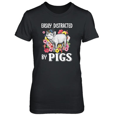 Easily Distracted By Pigs-T-Shirt & Tank Top-Women's T-Shirt-Black