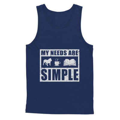 My Needs Are Simple Book Dog Pug Pitbull Coffee-T-Shirt & Hoodie-Unisex Tank-Navy