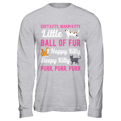 Soft Warm Little Ball Of Fur Happy Sleepy Kitty Cat-T-Shirt & Hoodie-Long Sleeve T-Shirt-Sport Grey