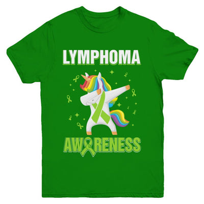 Inspirational Lymphoma Awareness Unicorn Support Youth-Youth Shirt-Youth T-Shirt-Irish Green