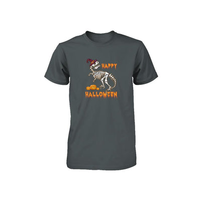 Funny Happy Halloween T-Rex Skeleton Dinosaur Youth-Youth Shirt-Toddler T-Shirt-Charcoal