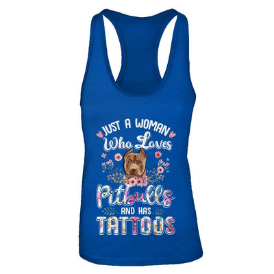 Just A Woman Who Loves Pitbulls And Has Tattoos-T-Shirt & Tank Top-Women's Ideal Racerback Tank-Royal