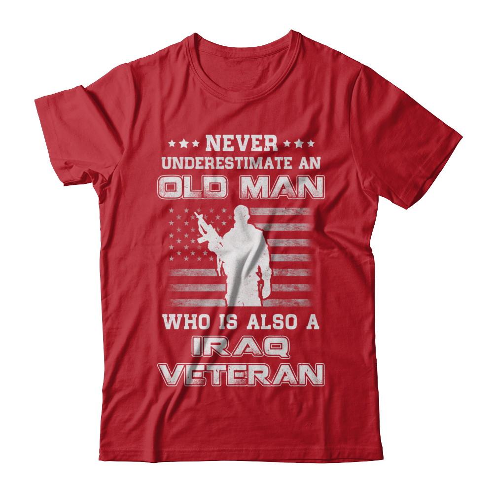 Never Underestimate An Old Man Iraq Veteran-T-Shirt & Hoodie-Classic T-Shirt-Red