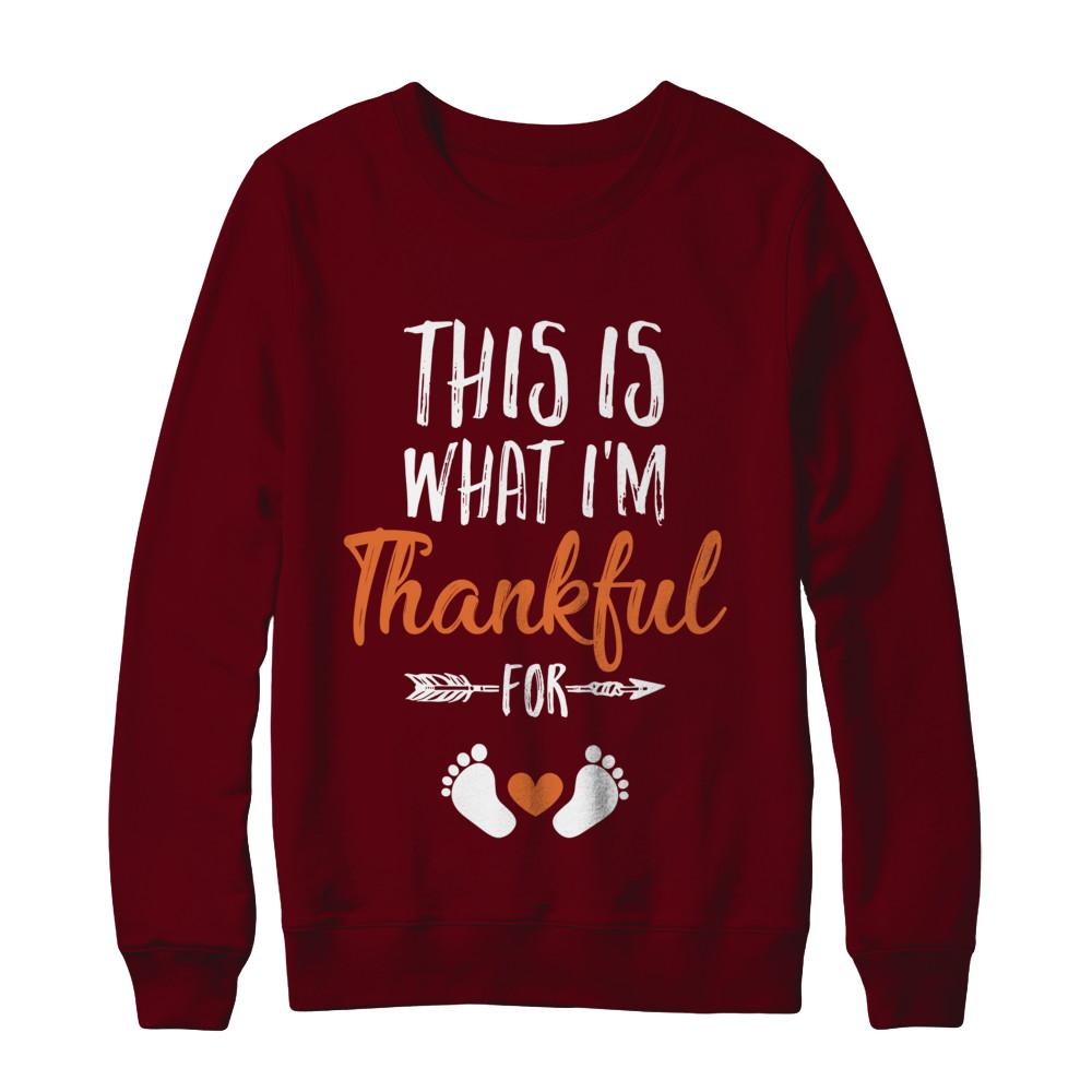 What I'm Thankful Pregnancy Announcement Thanksgiving-T-Shirt & Sweatshirt-Crewneck Sweatshirt-Maroon