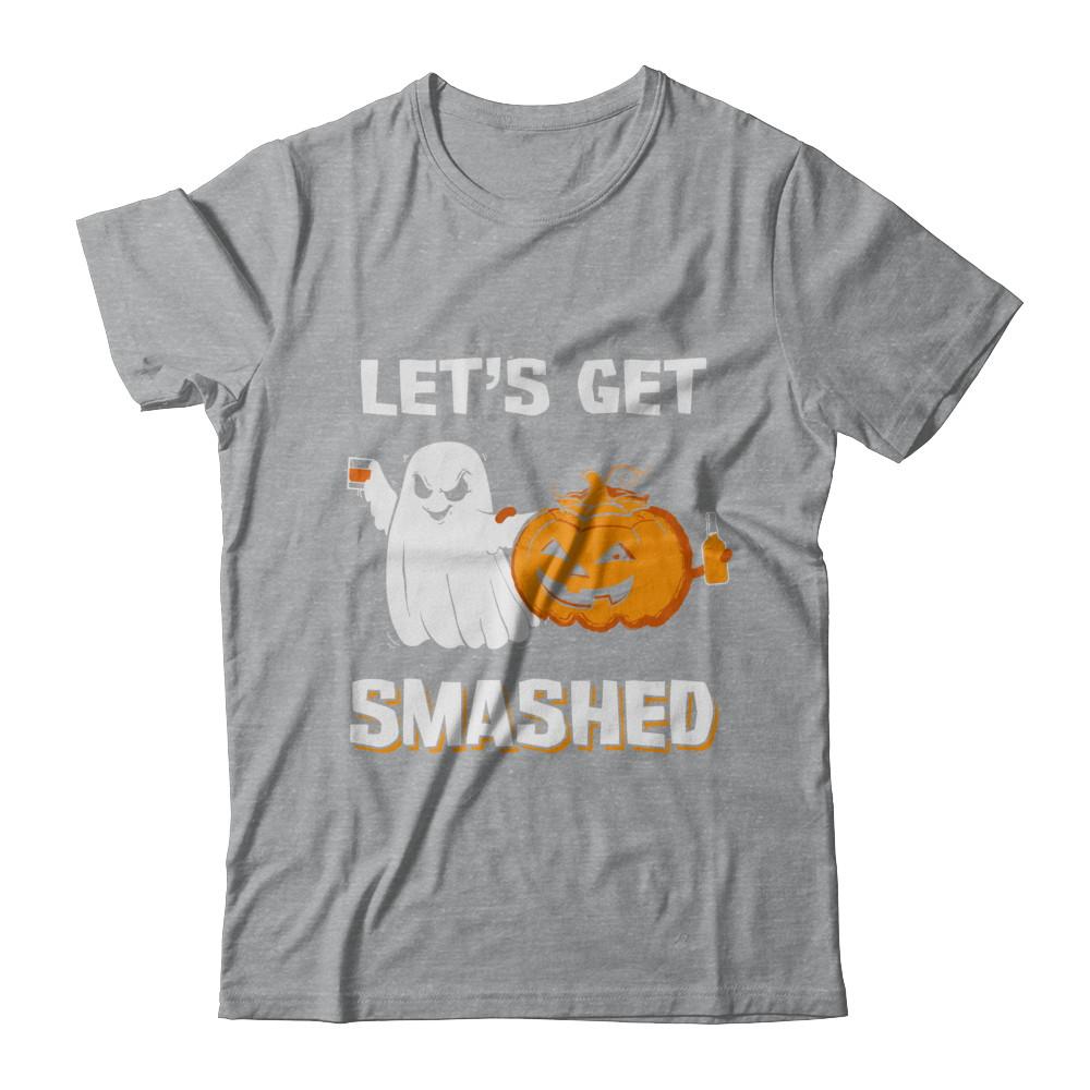 Let's Get Smashed Drinking Pumpkin Halloween-T-Shirt & Hoodie-Classic T-Shirt-Sport Grey
