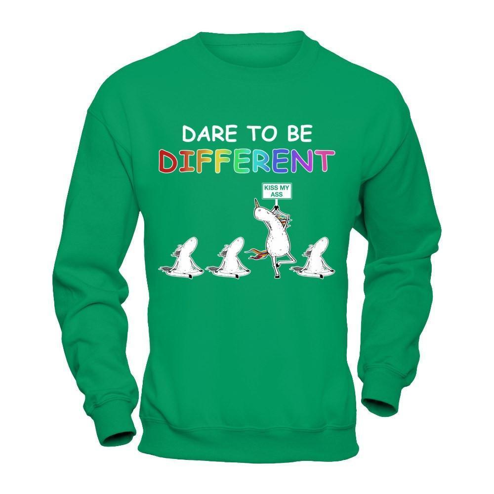 Rainbow Dare To Be Different-T-Shirt & Hoodie-Crewneck Sweatshirt-Irish Green