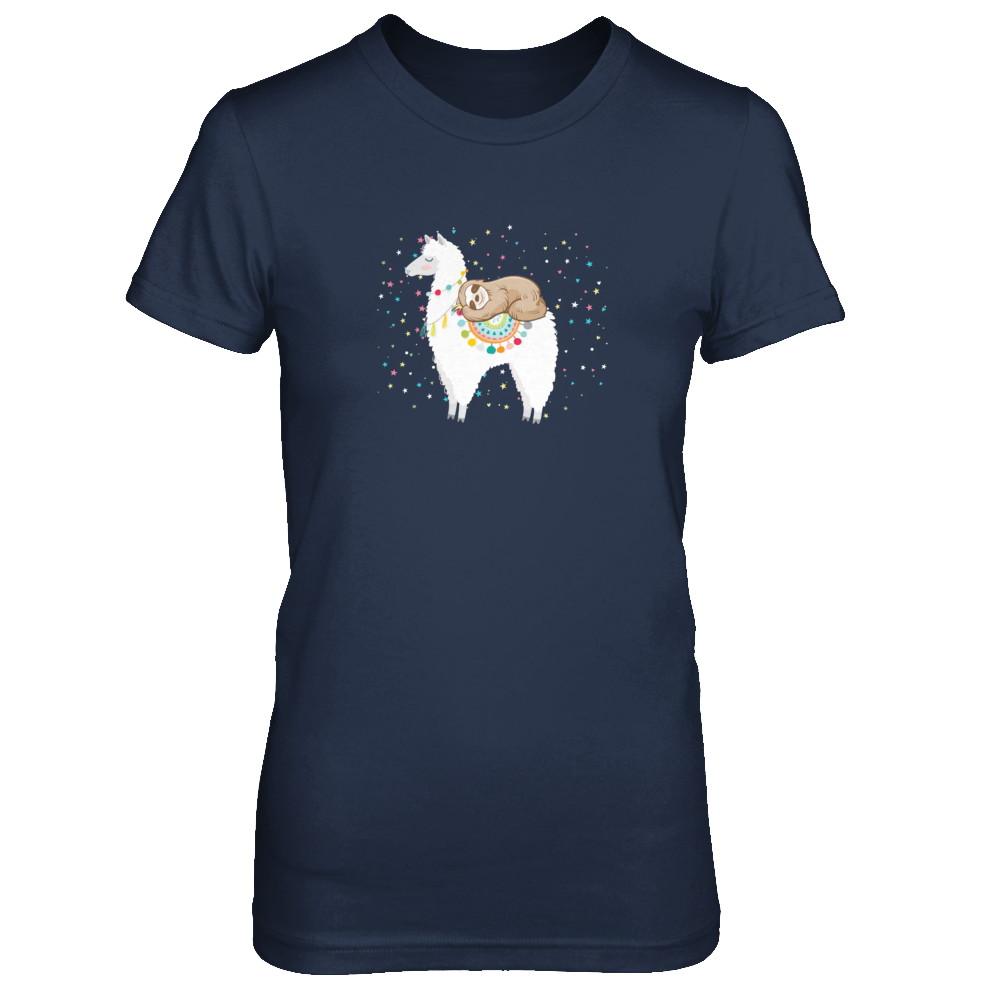 Funny Sloth Riding Llama Lover-T-Shirt & Tank Top-Women's T-Shirt-Navy