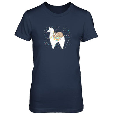 Funny Sloth Riding Llama Lover-T-Shirt & Tank Top-Women's T-Shirt-Navy