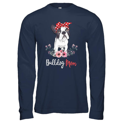 Bulldog Mom Gift For Women Dog Lover-T-Shirt & Hoodie-Long Sleeve T-Shirt-Navy