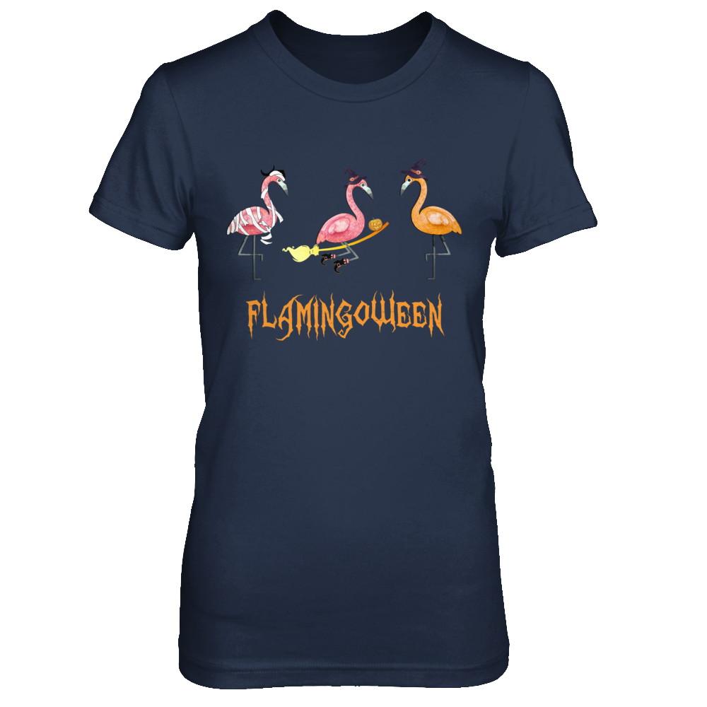Funny Flamingoween Flamingo Halloween Gifts-T-Shirt & Hoodie-Women's T-Shirt-Navy