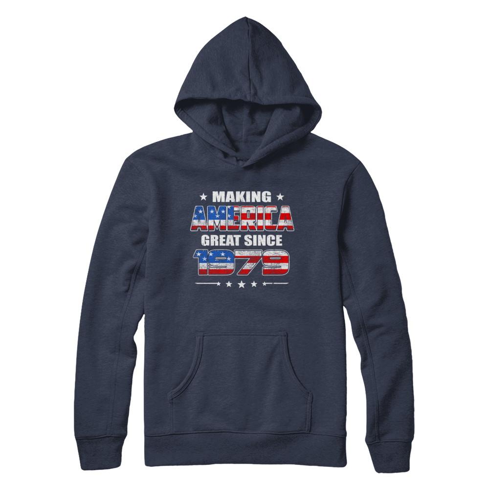 Making America Great Since 1979 42th Birthday-T-Shirt & Hoodie-Pullover Hoodie-Navy