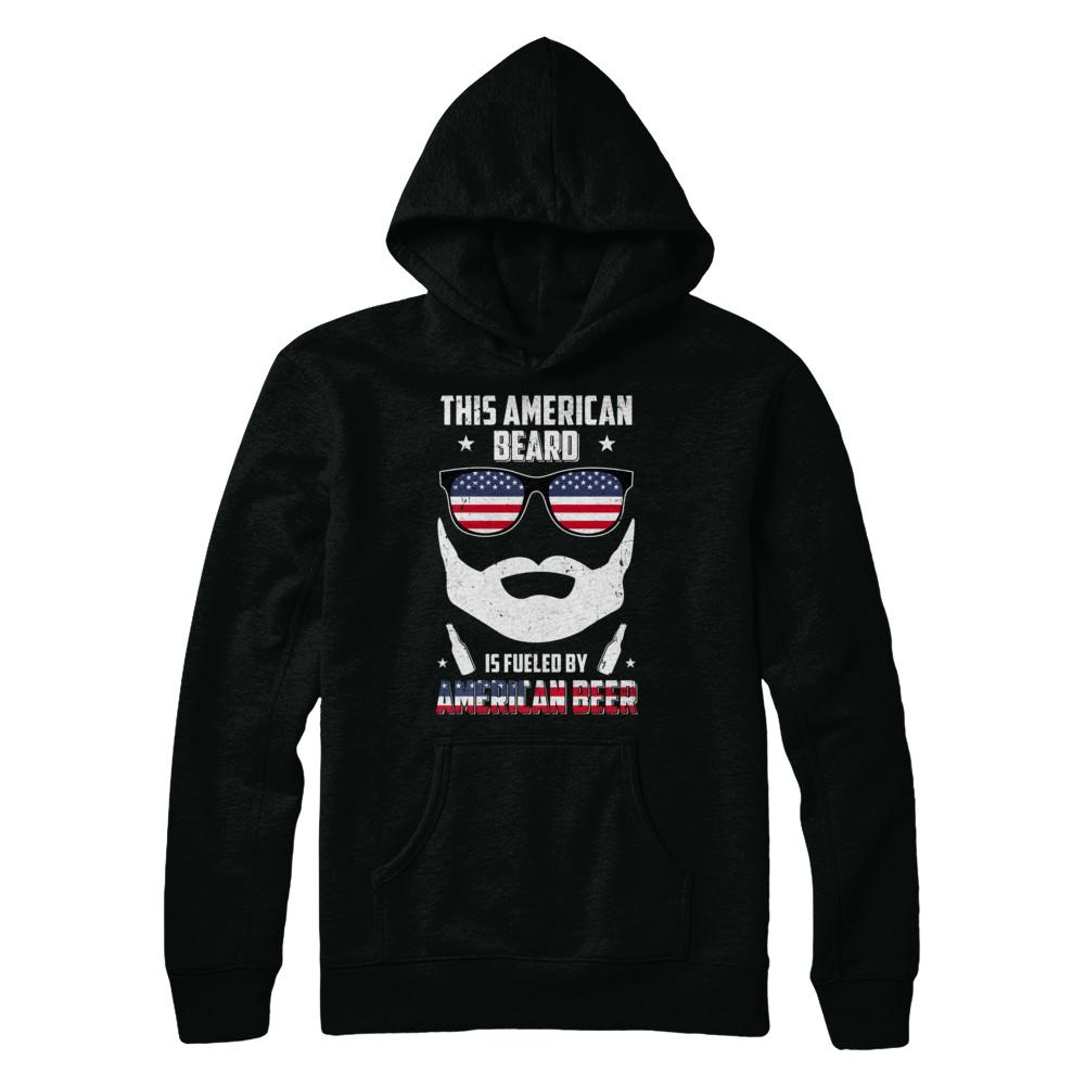 This American Beard Is Fueled By American Beer-T-Shirt & Hoodie-Pullover Hoodie-Black