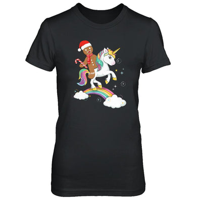 Gingerbread Man Riding A Unicorn Christmas Xmas Gift-T-Shirt & Sweatshirt-Women's T-Shirt-Black