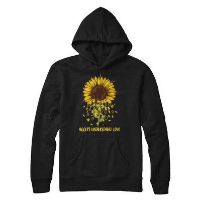 Sunflower Accept Understand Love Autism Awareness-T-Shirt & Hoodie-Pullover Hoodie-Black